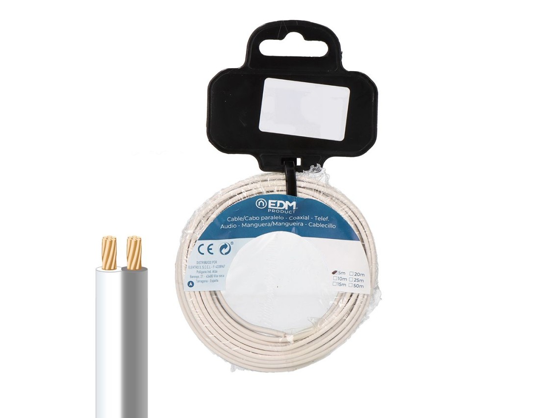 Carrete cable paralelo 2x0,75 mm� blanco/gris "audio" 25 m