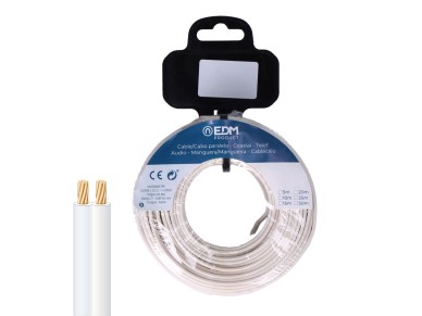 Carrete cable paralelo 2x2,50 mm� blanco "audio" 05 m