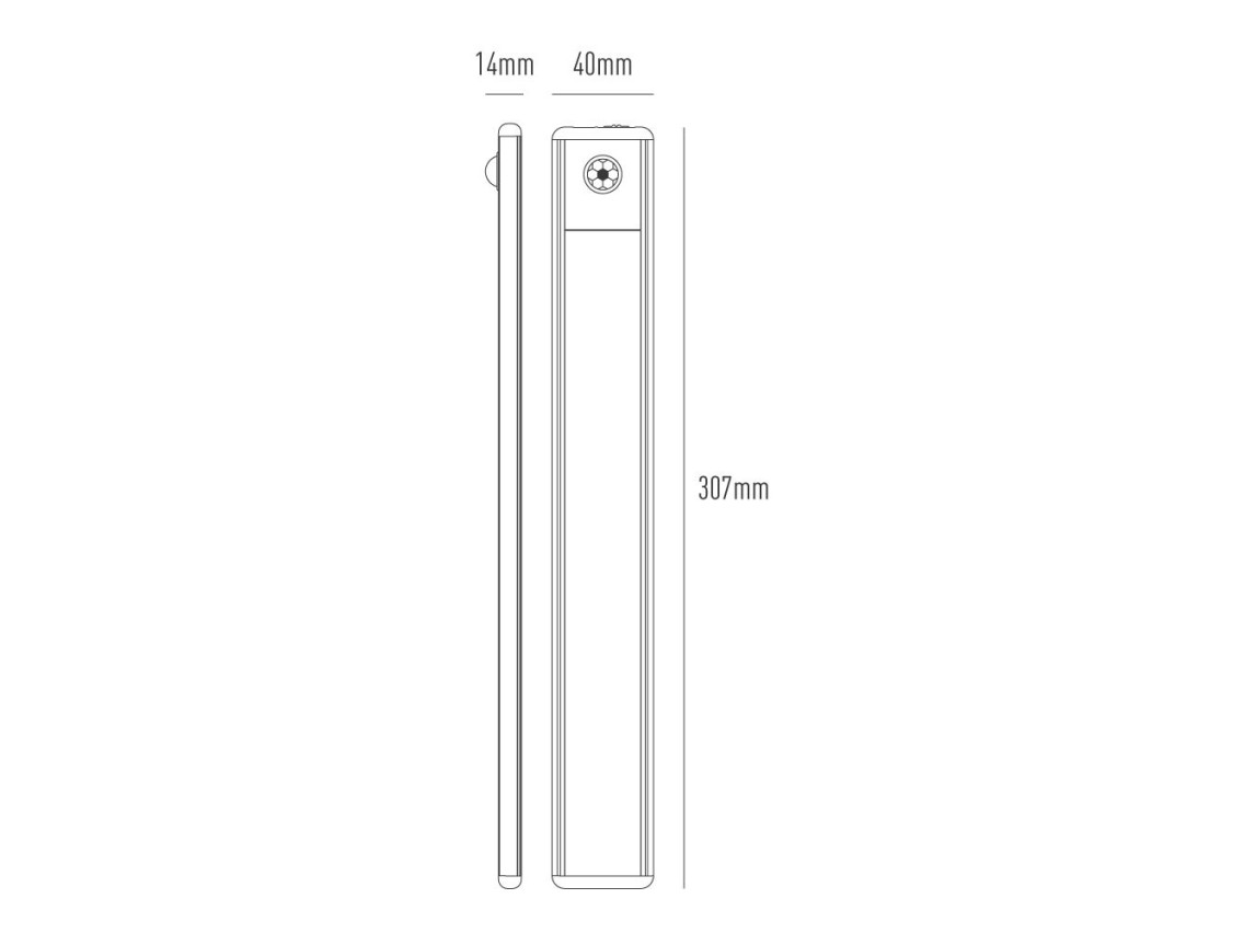 Dimmable and rechargeable led strip with sensor, magnetic, 1.5 w, 3cct, 1500 mah, 14 x 40 x 306 mm