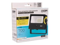 Projetor solar autobasculante, 7 w, 700 lm, 6500 k, com sensor de movimento, preto