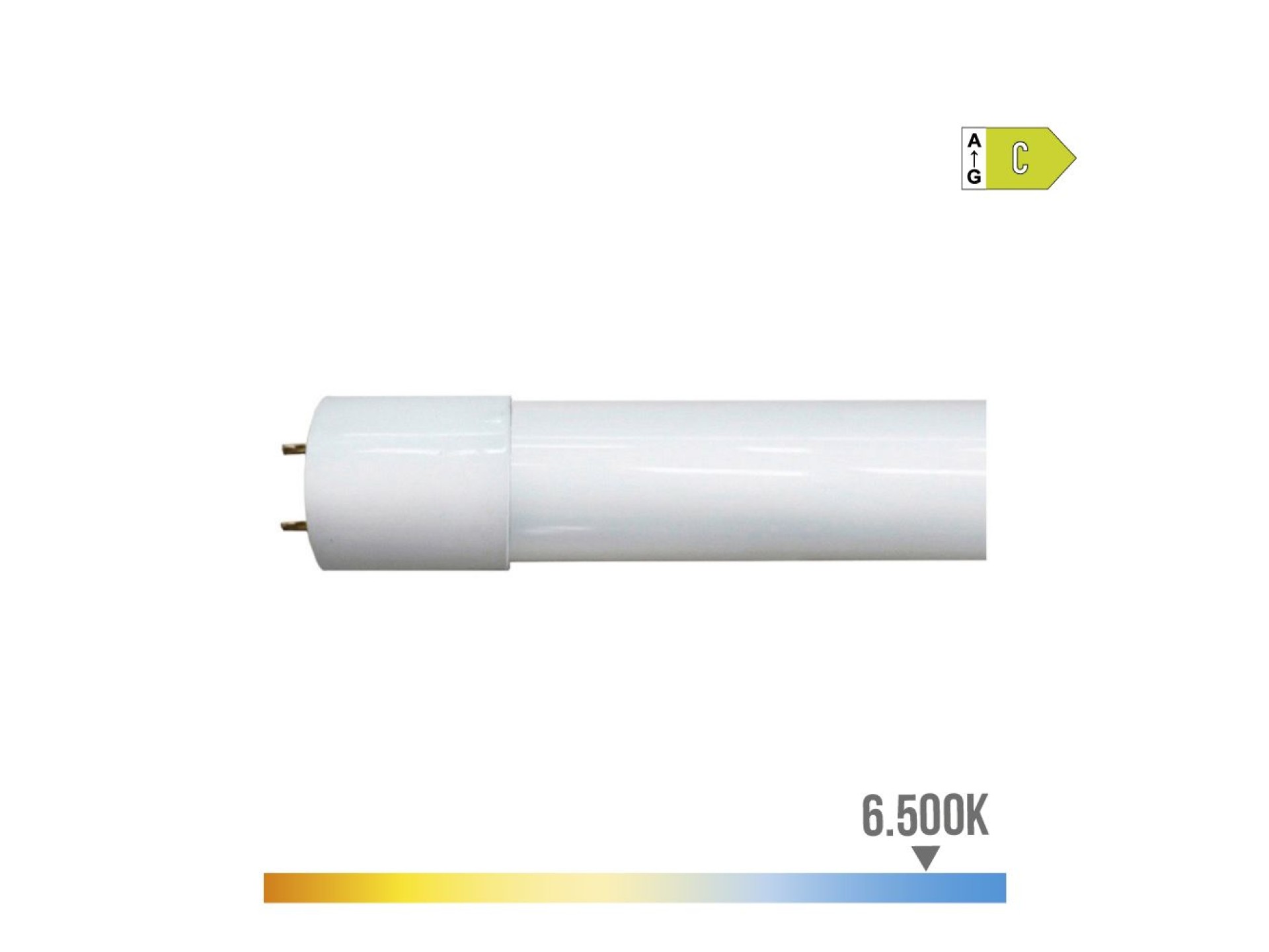 Tubo led t8 18 w 2.900 lm 6.500 k luz fria clase c (eq.36w) ø2,6 x 120 cm