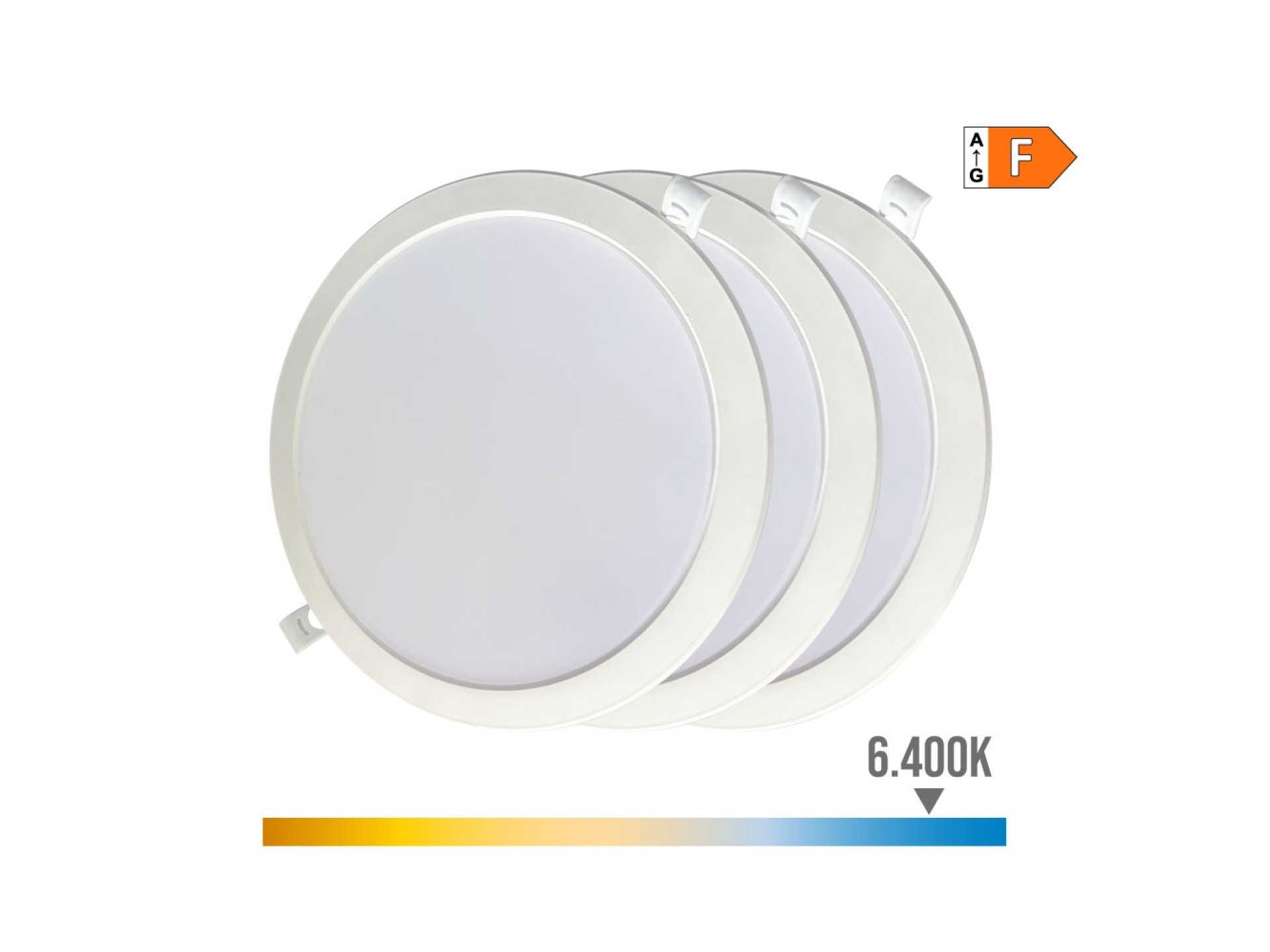 Pack 3 downlights led 18 w luz fría 6400 k