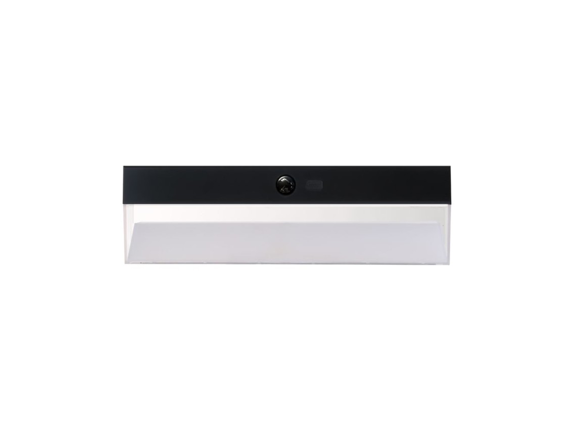 Rectangular solar wall light 4w 500lm, 3,000/4,000/6,500k, 3cct, with sensor, black