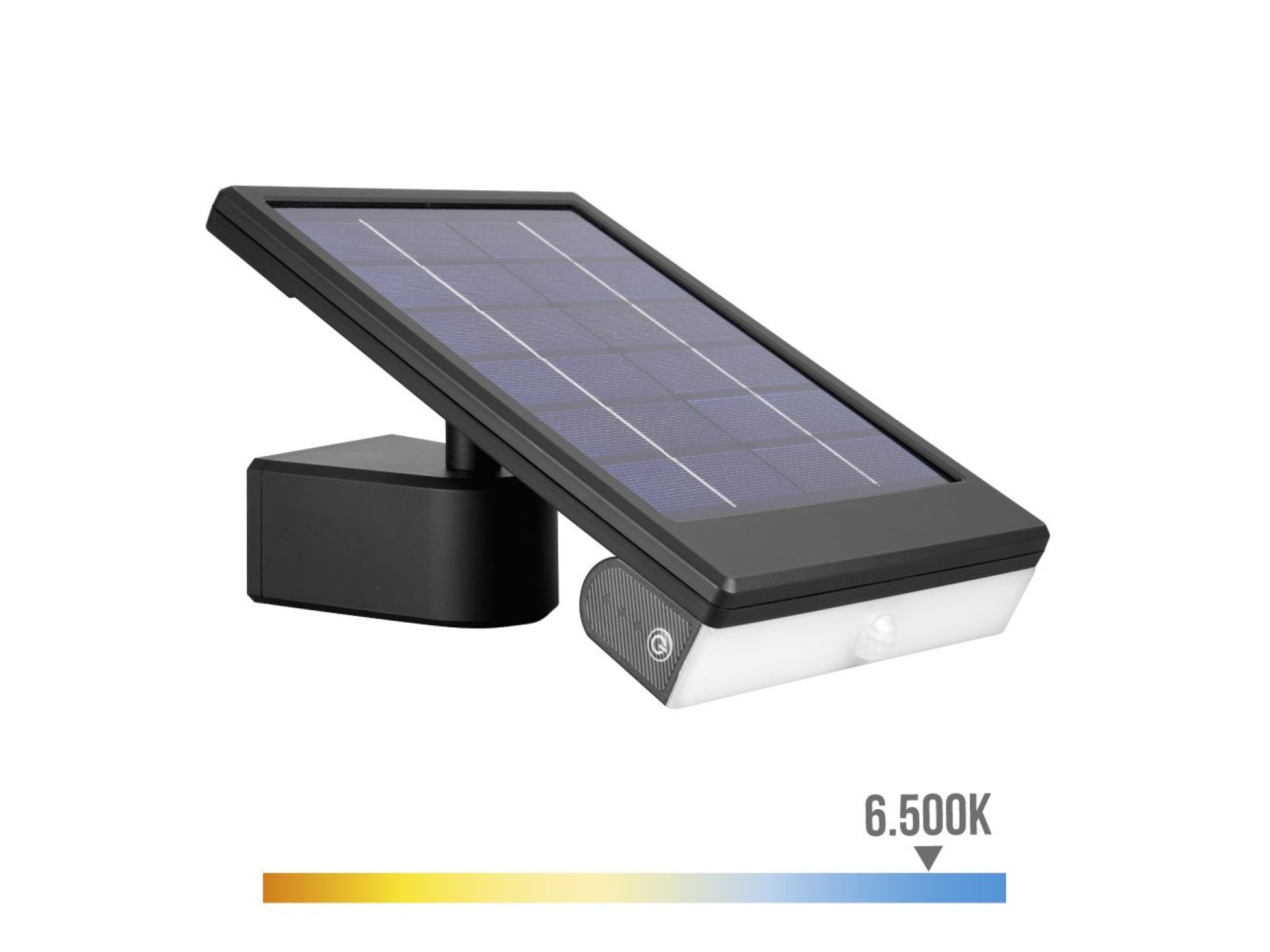 Led solar wall light 6w 720lm 6,500k with twilight and motion sensor. removable light point. black c