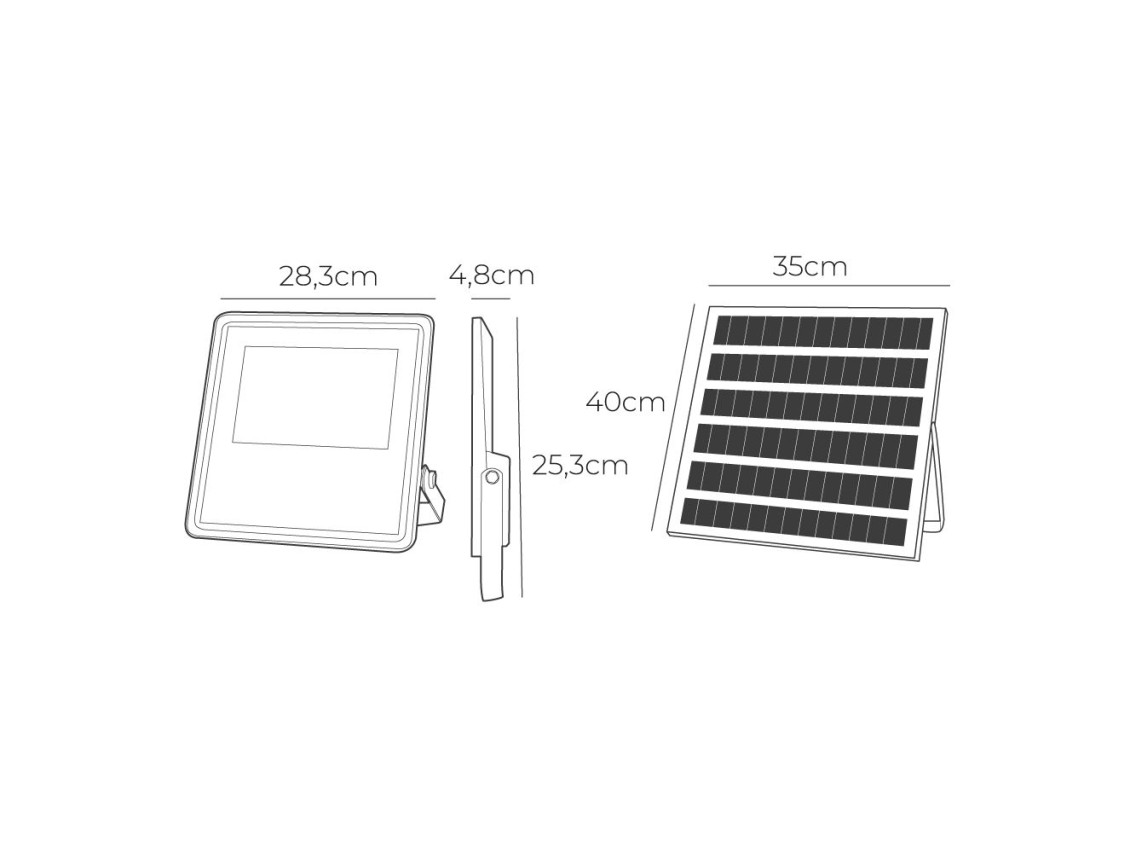 Foco proyector solar slim 300w 2.500lm 6.500k