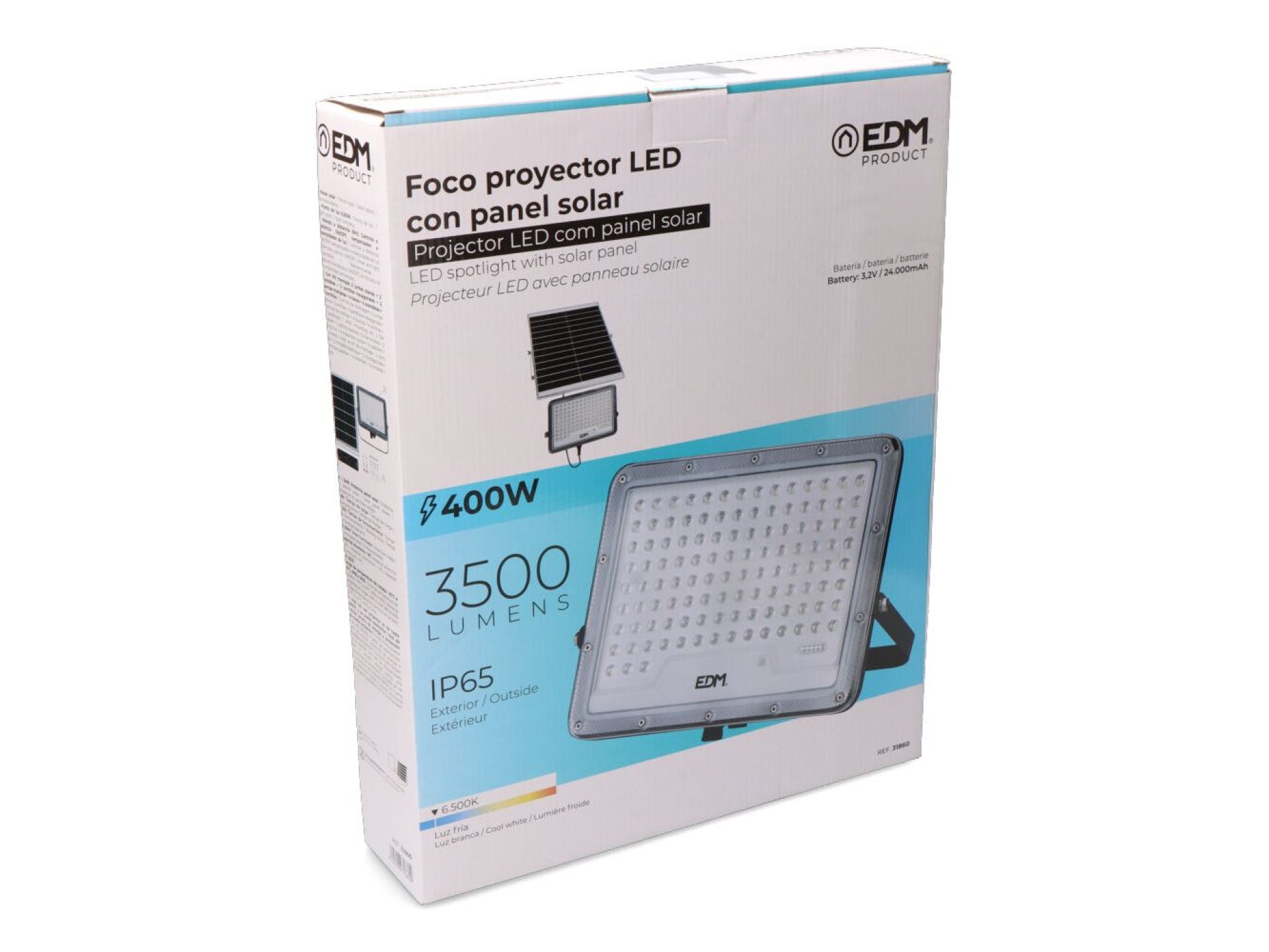 Projetor solar slim 400w 3.500lm 6.500k.