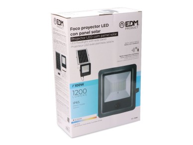 Solar projector focus with sensor 100w 1,200lm 6,500k edm Solar projector focus with sensor 100w 1,200lm 6,500k edm