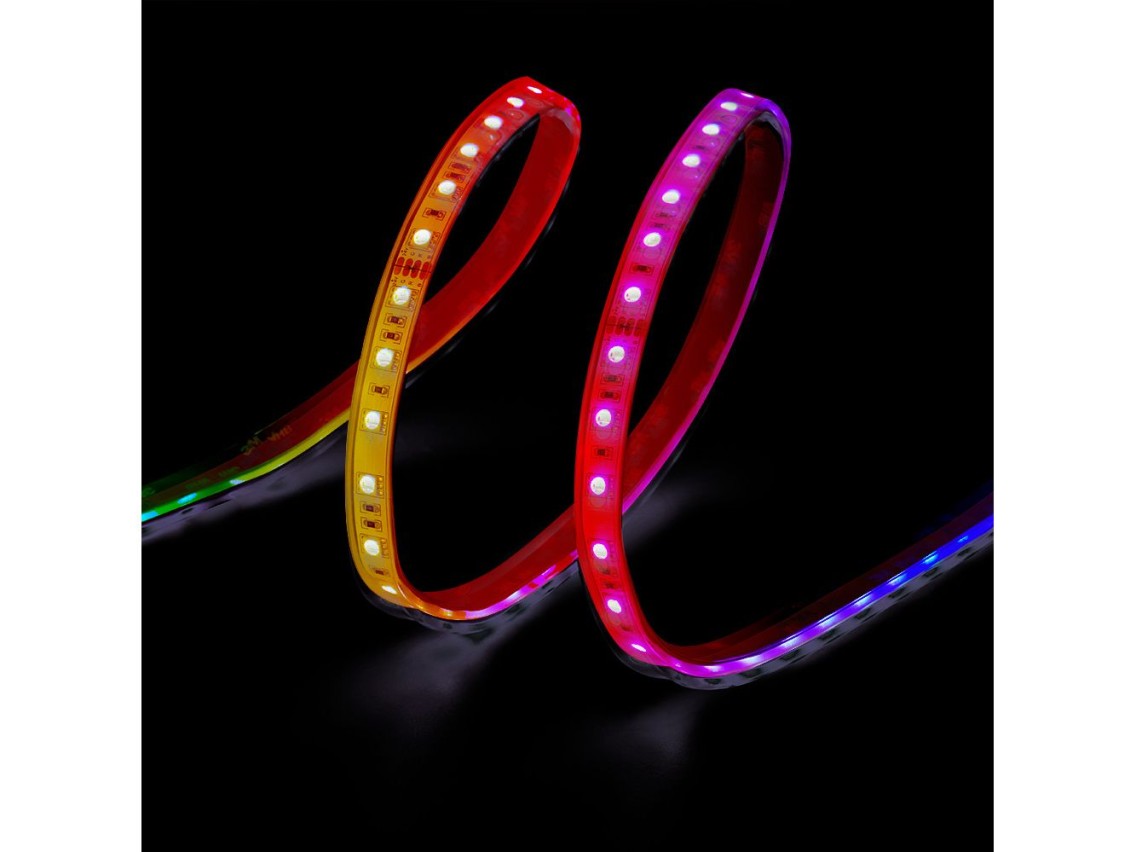 Adhesive rgb led strip 5m x 12 mm 4.5 w/m -20 lm/w 24v dc, wifi tuya app