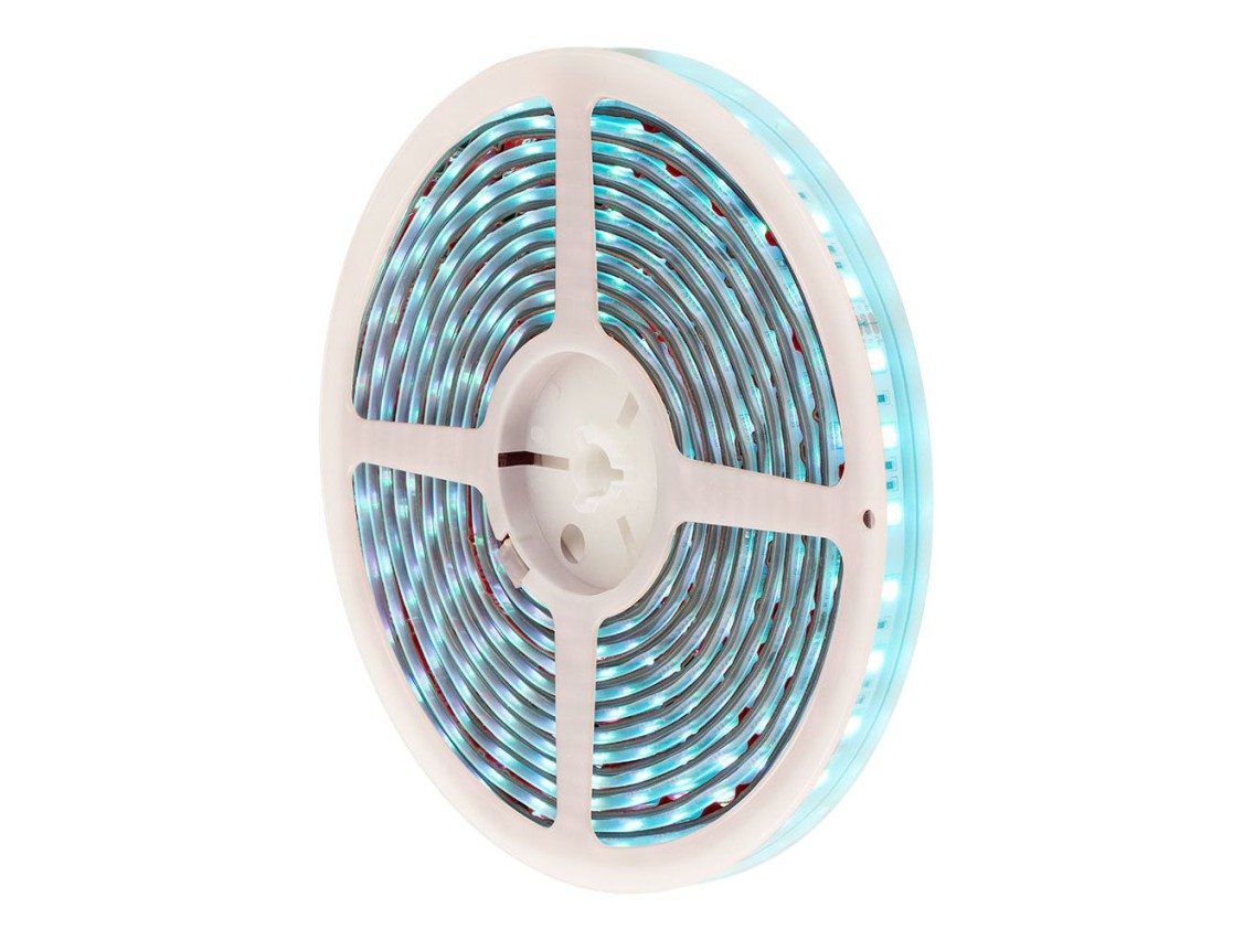 Adhesive rgb led strip 5m x 12 mm 4.5 w/m -20 lm/w 24v dc, wifi tuya app