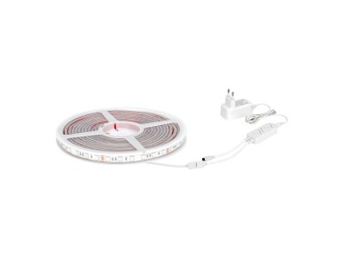 Adhesive rgb led strip 5m x 12 mm 4.5 w/m -20 lm/w 24v dc, wifi tuya app