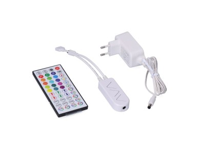 Controlador + mando + transformador para tira de led rgb 31933