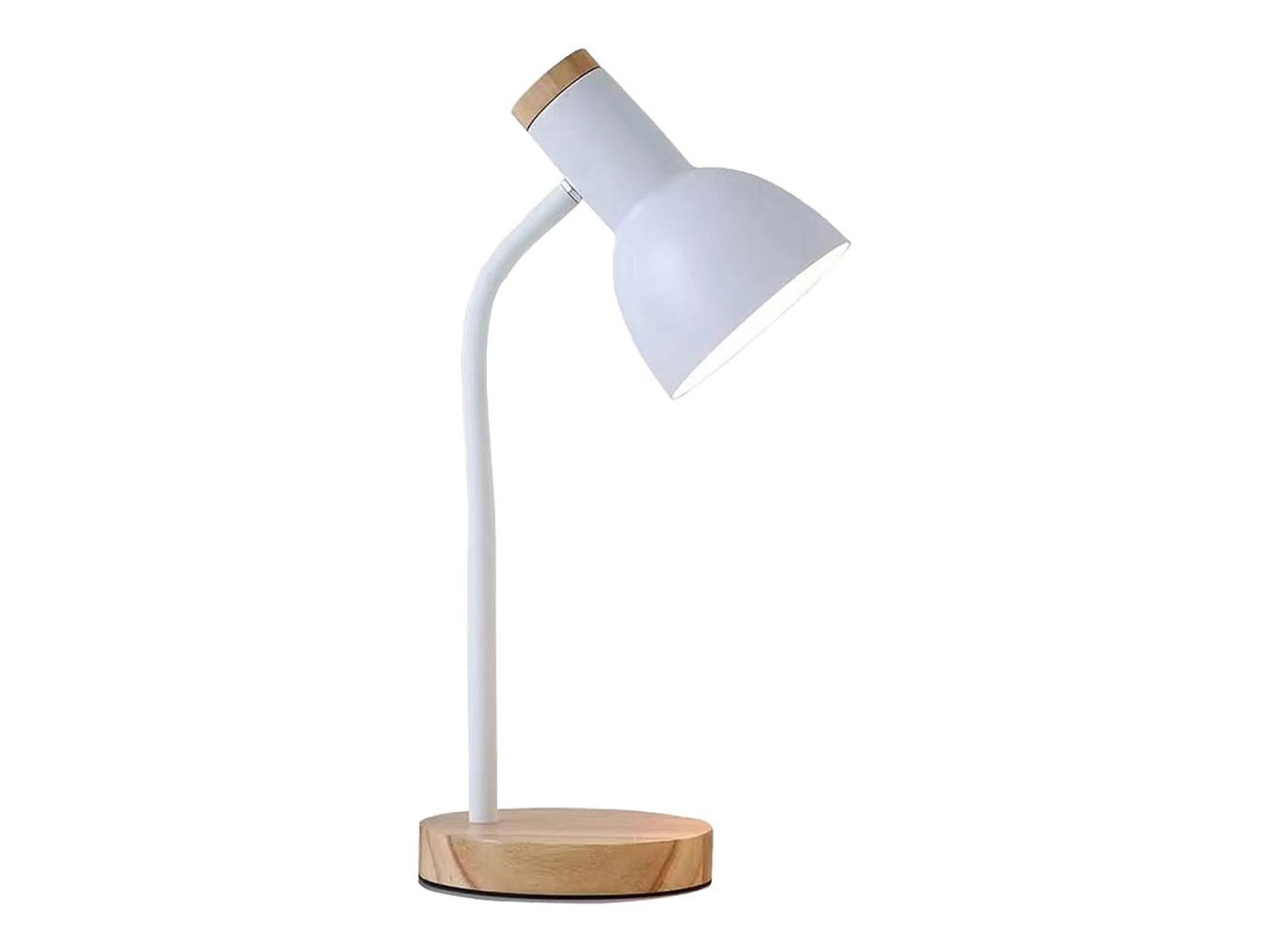 Lámpara de escritorio, e27 máx 40w, ø 12 x 17 x 45 cm madera/blanca.