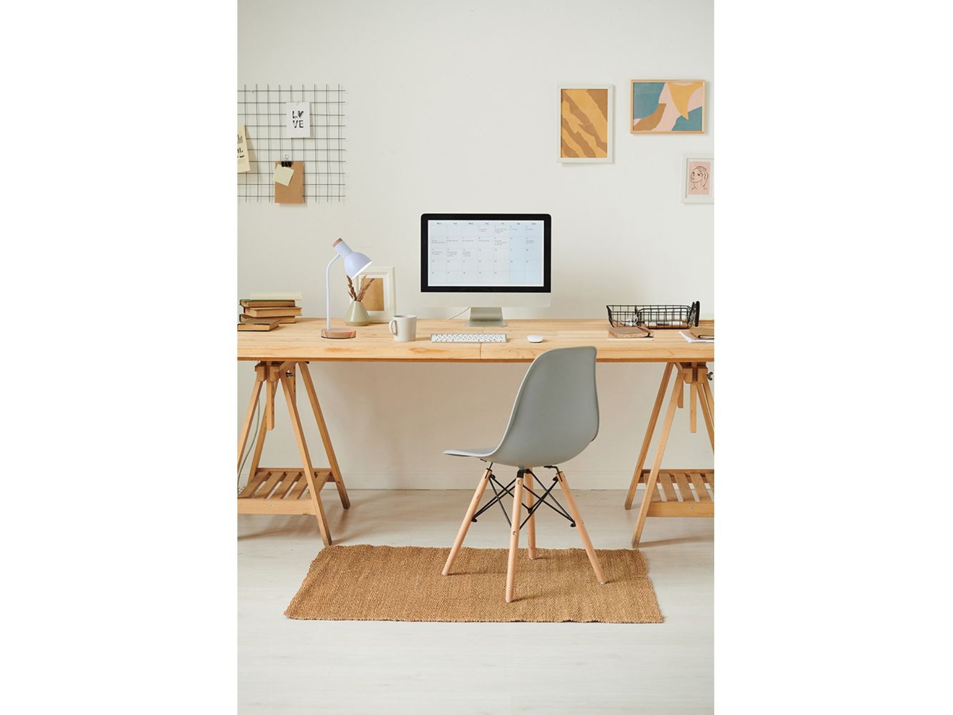 Lámpara de escritorio, e27 máx 40w, ø 12 x 17 x 45 cm madera/blanca.