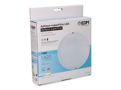 Candeeiro de parede led redondo com sensor de movimento e crep�sculo 18w 1820lm 6.400k luz branca ed