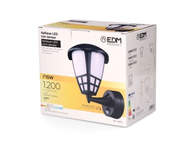 Lumin�ria de parede led com sensor de movimento e crep�sculo 15w 1200 lm 4000 k luz do dia, preta, 2