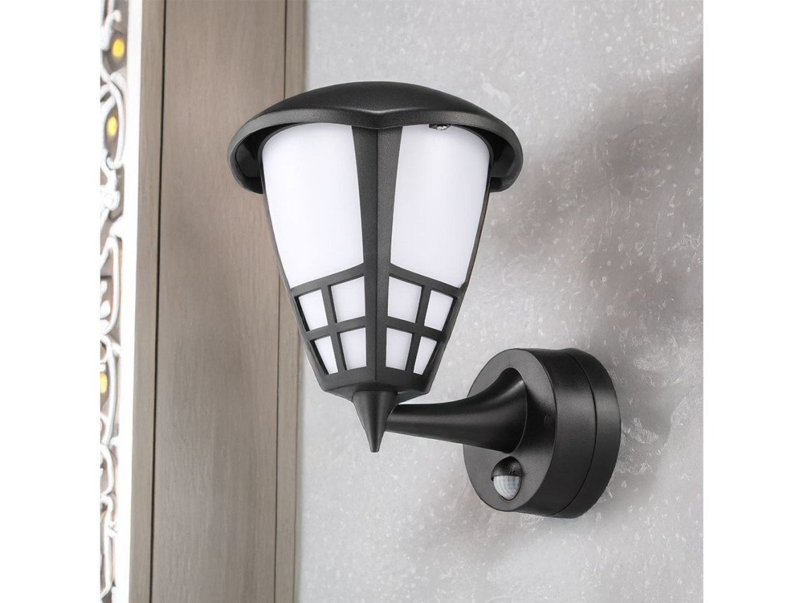 Lumin�ria de parede led com sensor de movimento e crep�sculo 15w 1200 lm 4000 k luz do dia, preta, 2