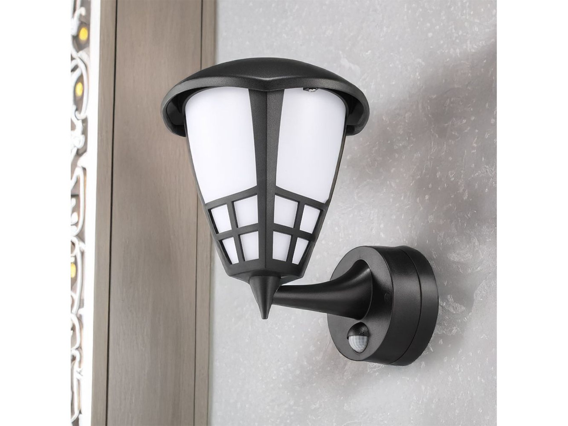 Aplique led con sensor crepuscular y movimiento 15 w 1200 lm 4000 k luz día, negro, 21,6 x 16 x 24,7