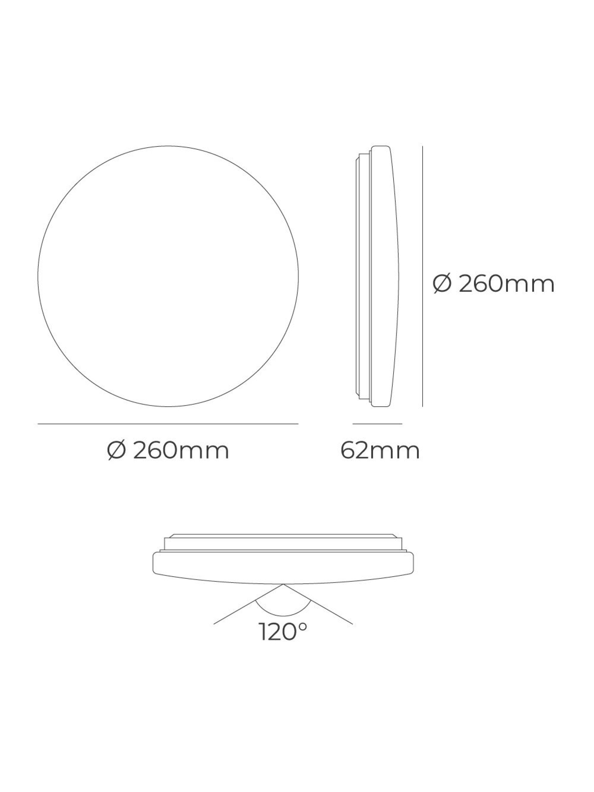 Circular surface led ceiling light 12 w 3cct 1160 lm ø26 x 6,2 cm