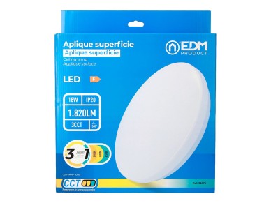 Aplique led de superf�cie circular 18 w 3cct 1820 lm �33 x 6,6 cm