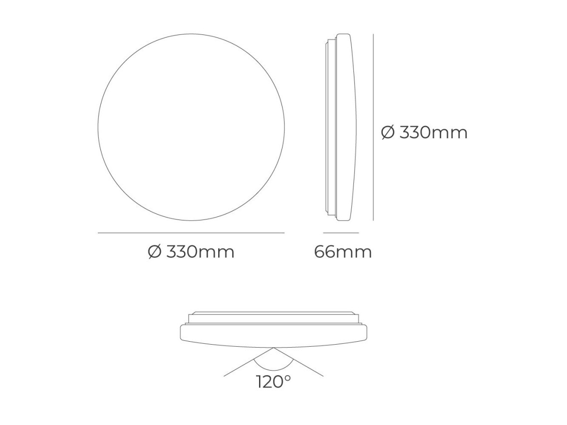 Aplique led circular de superficie 18 w 3cct 1820 lm ø33 x 6,6 cm