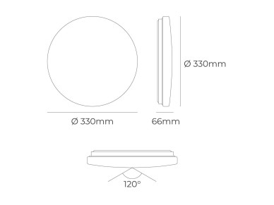Aplique led de superf�cie circular 18 w 3cct 1820 lm �33 x 6,6 cm