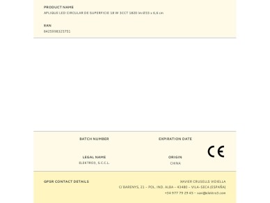 Aplique led de superf�cie circular 18 w 3cct 1820 lm �33 x 6,6 cm