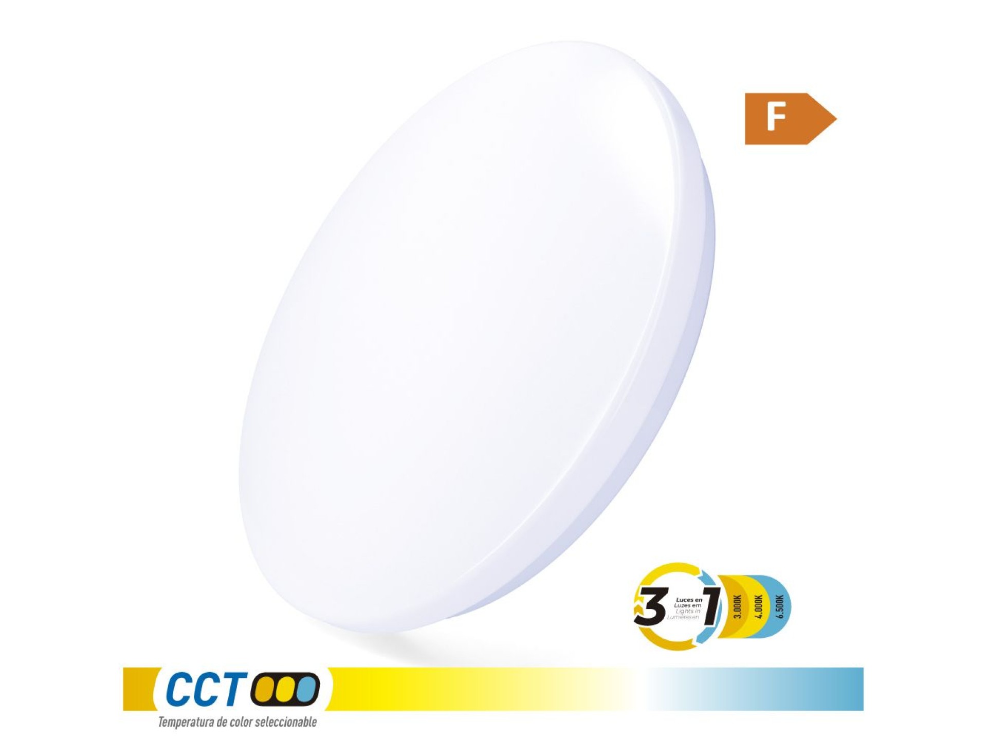 Aplique led circular de superficie 24 w 3cct 2490 lm ø38 x 6,6 cm