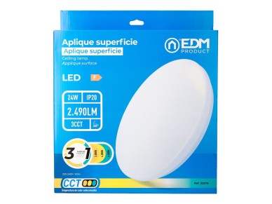 Circular surface led wall light 24 w 3cct 2490 lm �38 x 6.6 cm