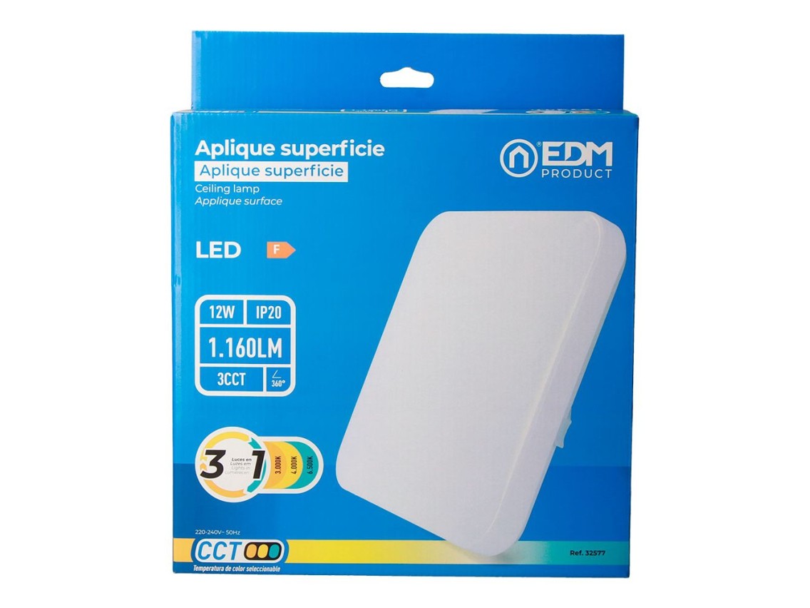 Luminaria de parede led quadrada extraplana 12 w 3cct 1160 lm 28,5 x 28,5 x 6 cm