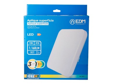 Luminaria de parede led quadrada extraplana 12 w 3cct 1160 lm 28,5 x 28,5 x 6 cm