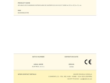 Aplique led quadrada extraplana 24 w 3cct 2490 lm 37 x 37 x 6,7 cm
