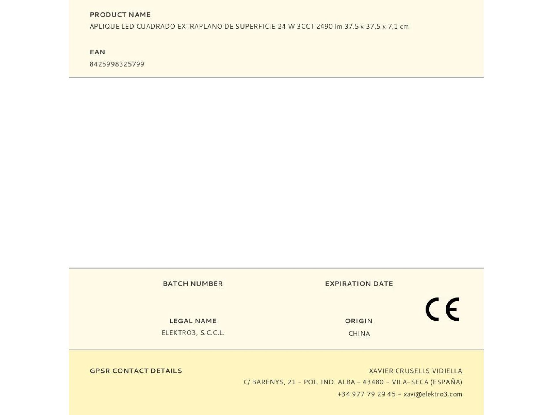 Aplique led cuadrado extraplano de superficie 24 w 3cct 2490 lm 37 x 37 x 6,7 cm