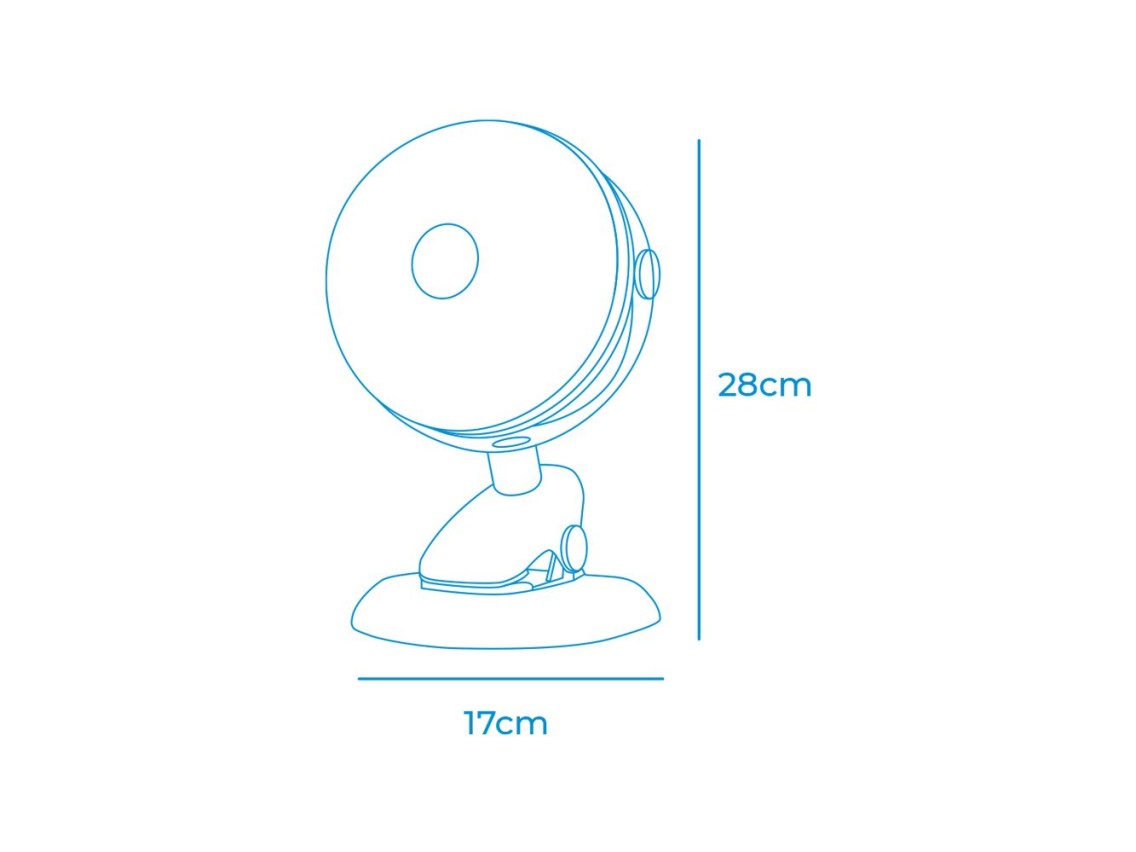 Mini ventilador recargable con pinza y base, 3 w 31,6 db ø 17 x 18 x 28 cm