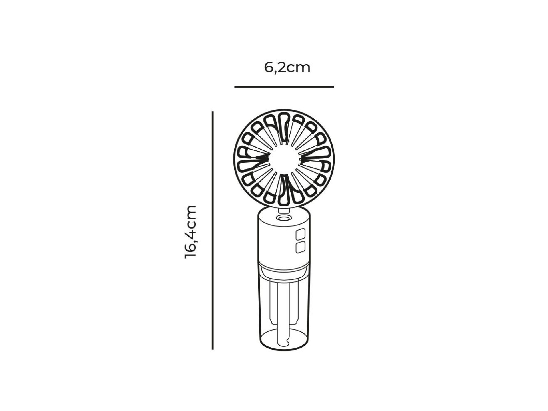 Rechargeable misting fan, 4 speeds, 6,2 x 16,4 cm. assorted colors