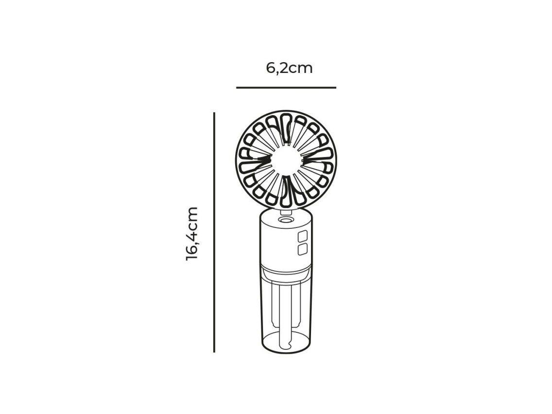 Rechargeable misting fan, 4 speeds, 6,2 x 16,4 cm. assorted colors