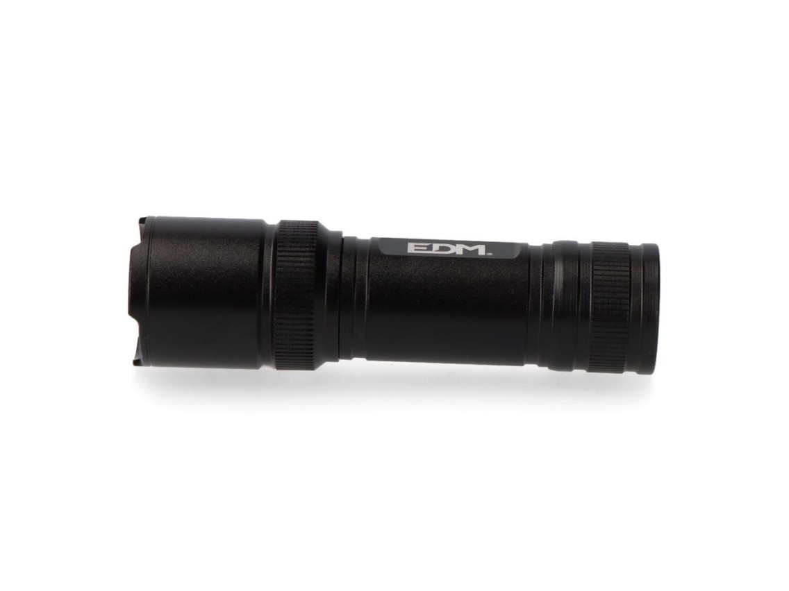 Black grip tactical led flashlight, aluminum, with zoom, 3 x aaa (included) 150 lm