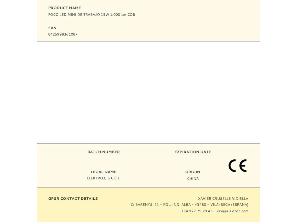 Mini projetor led de trabalho 15w 1.000lm cob