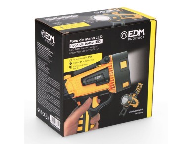 Led hand spotlight with battery 10w 1000/400lm/flash/sos 2x2200mah