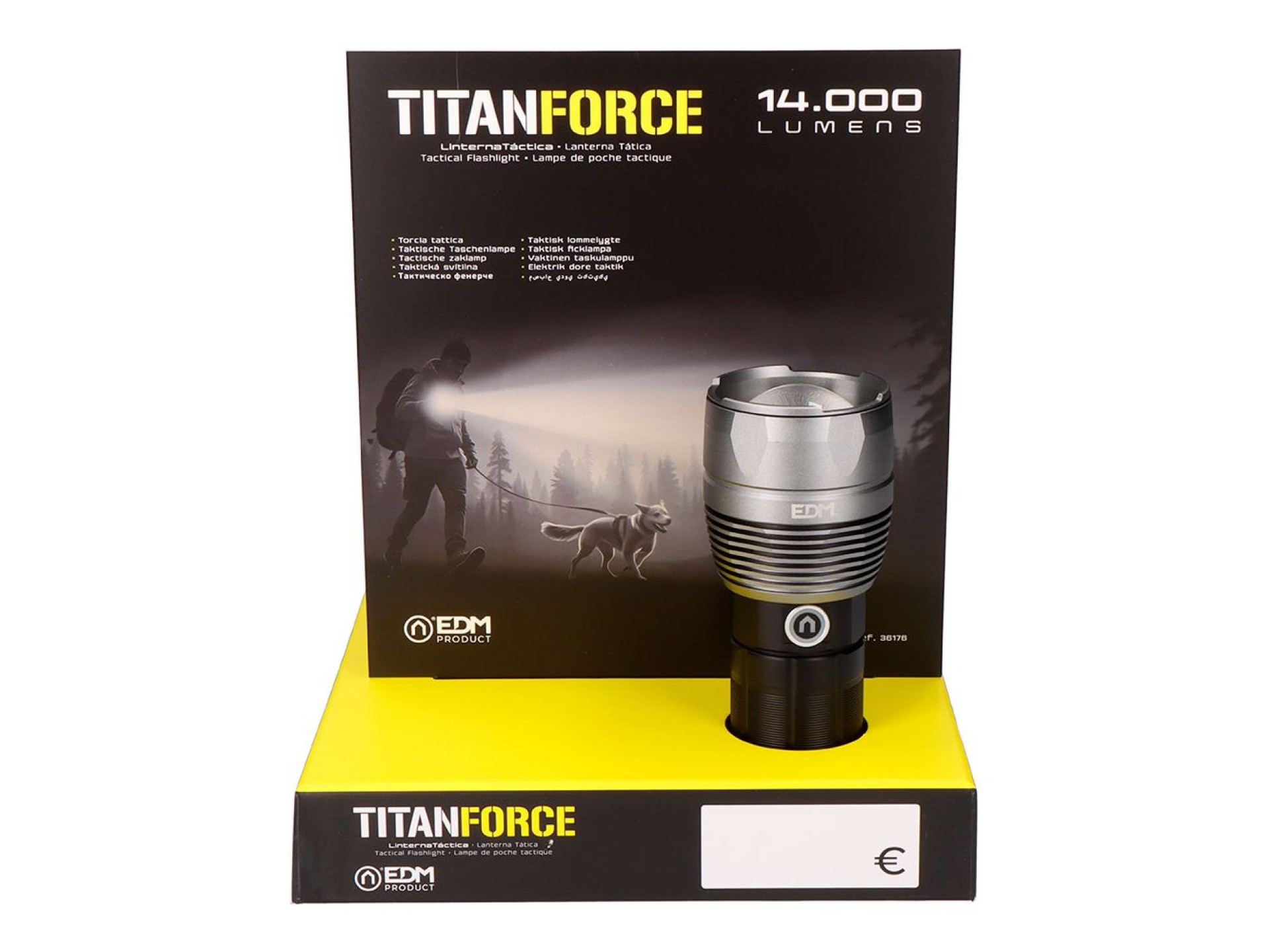 Titanforce rechargeable tactical led flashlight 14,000 lm 6500 k 150 w ip44 + lanyard