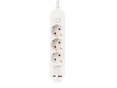 Prolongador con 3 tomas 2p+t schuko, con interruptor, 2 usb a + c, 16 a 250 v, cable h05vv-f, 3g1,5m Prolongador con 3 tomas 2p+t schuko, con interruptor, 2 usb a + c, 16 a 250 v, cable h05vv-f, 3g1,5m