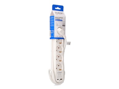 Extension cord with 5 schuko 2p+e sockets, with switch, 2 usb a + c, 16 a 250 v, cable h05vv-f, 3g1,