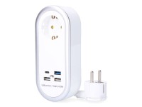 Extension cord with 1 schuko 2p+e socket, 4 usb ports (3 x a + 1 x c), 16 a 250 v, cable h05vv-f, 3g