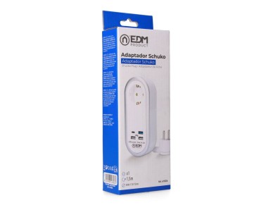 Extens�o com 1 tomada 2p+t schuko, 4 usb (3 x a +1 x c), 16 a 250 v, cabo h05vv-f, 3g1,5mm� de 1,5 m