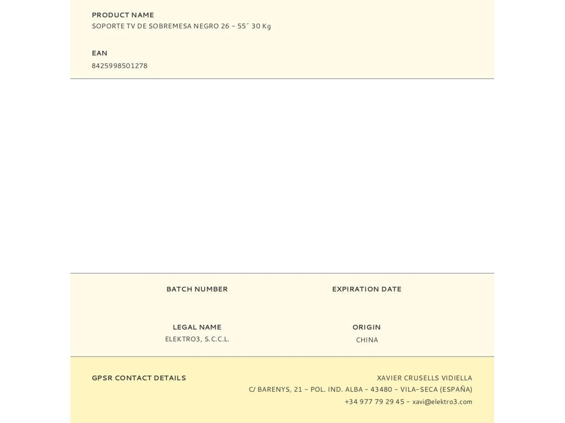 Soporte tv de sobremesa negro 26 - 55´ 30 kg