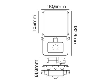 Foco proyector led frameless con sensor 20 w 1560 lm 6000 k luz fria 11 x 10,5 cm Foco proyector led frameless con sensor 20 w 1560 lm 6000 k luz fria 11 x 10,5 cm