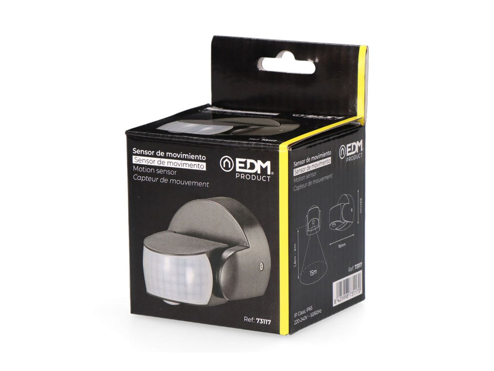 Sensor de movimiento y crepuscular 15 m ip65 negro