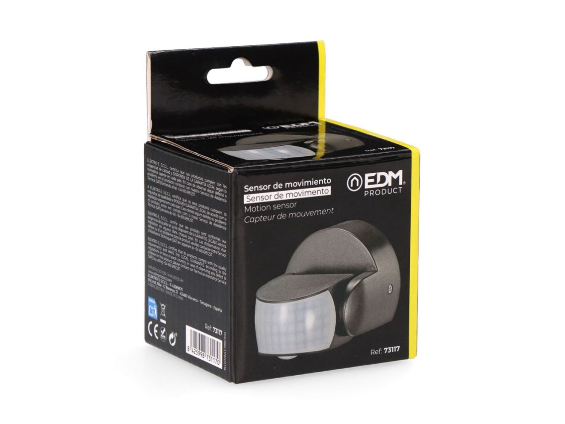 Sensor de movimiento y crepuscular 15 m ip65 negro