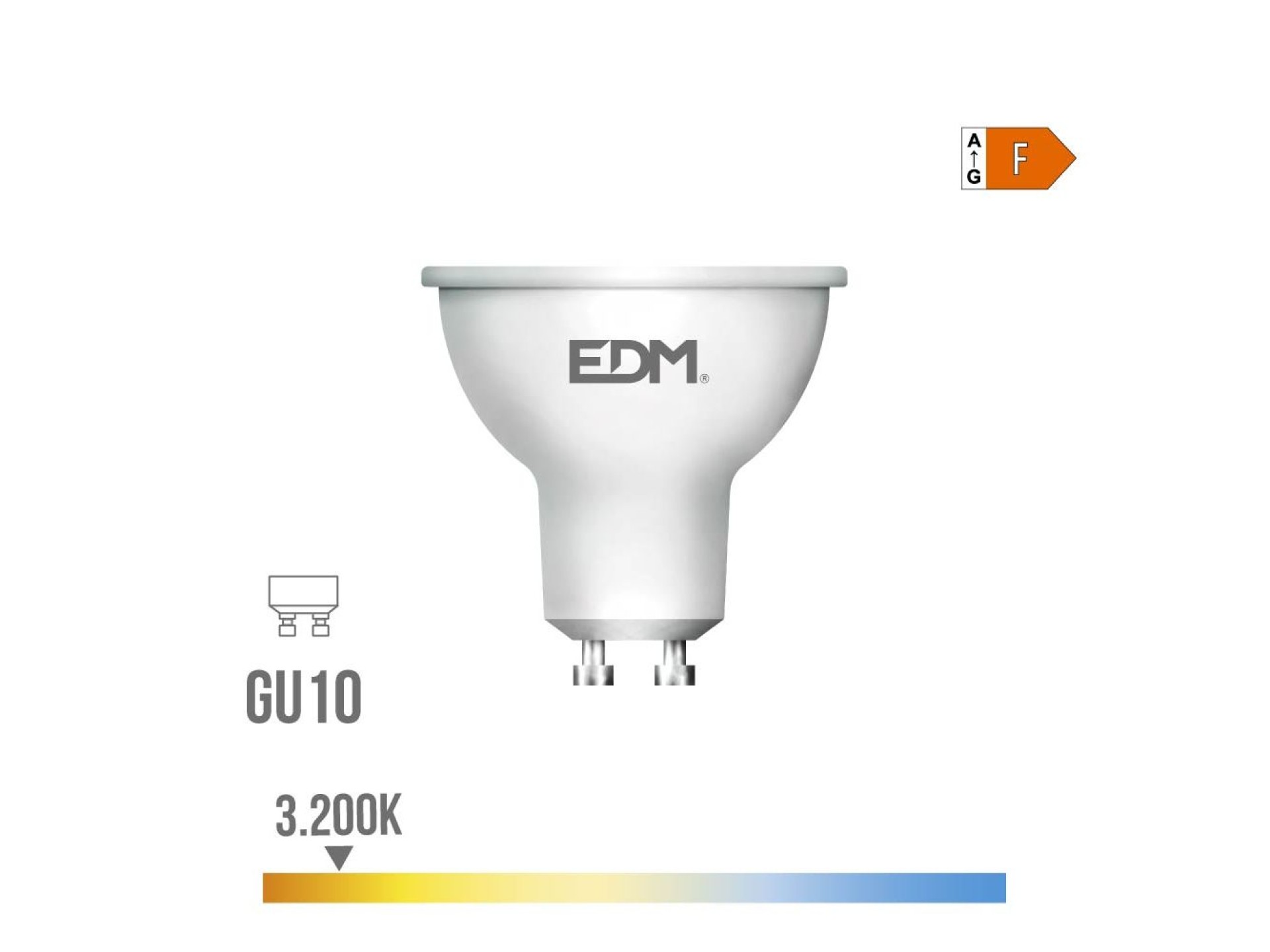 Lâmpada led dicroica gu10 10 w 932 lm 3200 k luz quente 120° ø5 x 6,4 cm