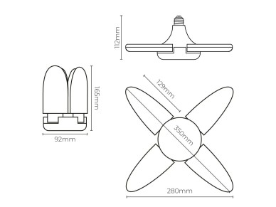 Multidirectional led bulb, e27 socket, 30 w power, cold light