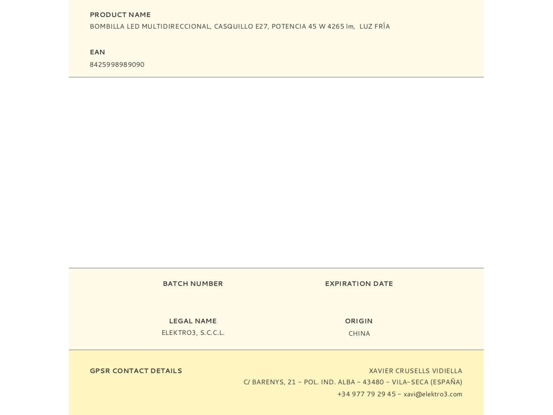 Bombilla led multidireccional, casquillo e27, potencia 45 w 4265 lm, luz fría